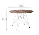Ver imagem 2 de Mesa Eiffel Redonda 110cm Tampo de Madeira Amendôa com Base de Ferro Branco