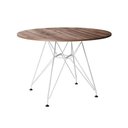 Ver imagem 1 de Mesa Eiffel Redonda 110cm Tampo de Madeira Amendôa com Base de Ferro Branco