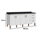 Ver imagem 5 de Gabinete de Cozinha 4 Portas 3 Gavetas Balcão Branco 194 cm:Branco