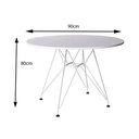 Ver imagem 3 de Conjunto Jantar Eames de Ferro Branco Tampo Redondo Branco 90cm com 4 Cadeiras Brancas