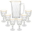 Ver imagem 1 de Jogo de Taças e Jarra Diamond Fio de Ouro 7 Peças - Hauskraft Premium