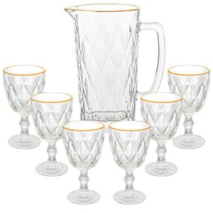 Jogo de Taças e Jarra Diamond Fio de Ouro 7 Peças - Hauskraft Premium