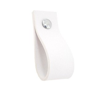 03 Puxadores Doko Parafuso - Textura de Couro Branco:Prata