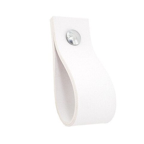 03 Puxadores Doko Parafuso - Textura de Couro Branco:Prata