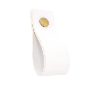03 Puxadores Doko Parafuso - Textura de Couro Branco:Dourado