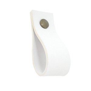 03 Puxadores Doko Parafuso - Textura de Couro Branco:Ouro Velho