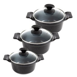 Jogo Panela Preto Liso Antiaderente Cerâmica Javali AA 26a30 - 1