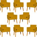 Ver imagem 1 de Kit 8 Poltronas Nina para Recepção Suede Cores Pé Palito 30cm Castanho - Suede