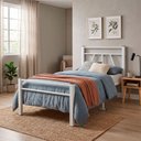 Ver imagem 1 de Cama Solteiro de Ferro Estrutura Reforçada Metálica Acompanha Colchão D23 para Quarto - Branco