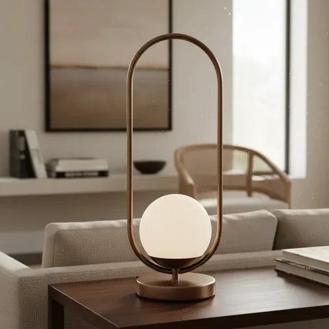 Abajur Luminaria de Mesa Moderno Oval com Globo 12cm Decoração Casa Sala Quarto Escritório