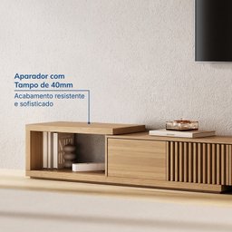 Rack para Tv até 75 Polegadas Extensível até 304cm Portas Ripadas Aruá CabeCasa MadeiraOriginals - 8