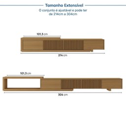 Rack para Tv até 75 Polegadas Extensível até 304cm Portas Ripadas Aruá CabeCasa MadeiraOriginals - 4