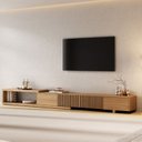 Ver imagem 1 de Rack Extensível para TV até 75 Polegadas Planejado 304cm Portas Ripadas Aruá CabeCasa MadeiraOriginals