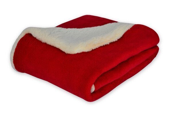 Cobertor de Bebê Dupla Face Manta Soft Vermelha e Sherpa Palha