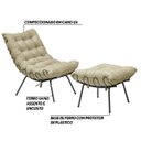 Ver imagem 2 de Conjunto Decorativo Poltrona com Puff Abel Base de Ferro Preto Veludo Bege - Gran Belo