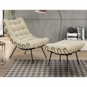 Ver imagem 6 de Conjunto Decorativo Poltrona com Puff Abel Base de Ferro Preto Veludo Bege - Gran Belo