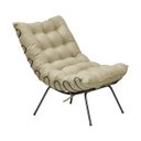 Ver imagem 7 de Conjunto Decorativo Poltrona com Puff Abel Base de Ferro Preto Veludo Bege - Gran Belo