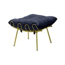 Ver mais imagens de Conjunto Decorativo Poltrona com Puff Abel Base de Ferro Dourada Veludo Azul - Gran Belo
