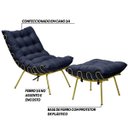 Ver imagem 3 de Conjunto Decorativo Poltrona com Puff Abel Base de Ferro Dourada Veludo Azul - Gran Belo