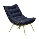 Ver imagem 7 de Conjunto Decorativo Poltrona com Puff Abel Base de Ferro Dourada Veludo Azul - Gran Belo