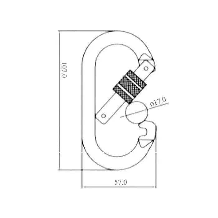 Mosquetão Oval de Aço Dupla Trava Rosca 25kn - 2