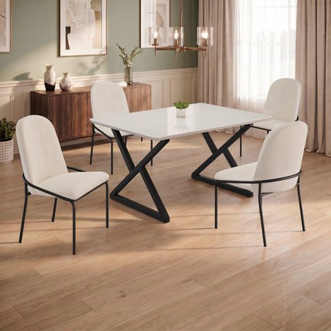 Conjunto para Sala de Jantar Mesa Império 120x90 com 4 Cadeiras Rubi