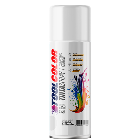 Tinta Spray Alta Performance Toolcolor Branco Brilho