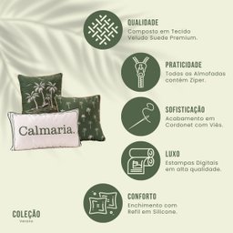 Kit Trio de Almofadas Verano Estampadas Cheias em Veludo Suede com Enchimento em Refil Silicone - de - 5