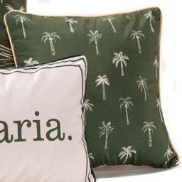 Kit Trio de Almofadas Verano Estampadas Cheias em Veludo Suede com Enchimento em Refil Silicone - de - 3