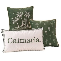 Kit Trio de Almofadas Verano Estampadas Cheias em Veludo Suede com Enchimento em Refil Silicone - de - 1