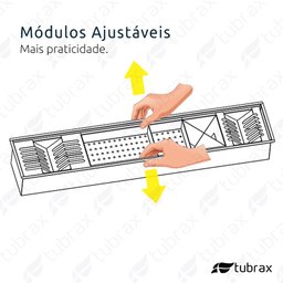 Canal Calha Organizador Úmida de Cozinha Preto Aço Inox 304 com 5 Módulos - Tubrax - 7