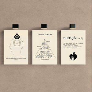 Kit 3 Quadro Decorativo Nutrição Consultório Nutricionista 40x28cm
