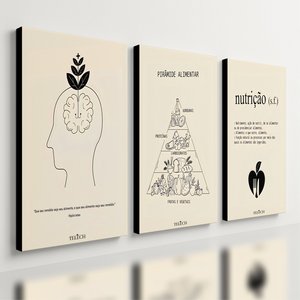 Kit 3 Quadro Decorativo Nutrição Consultório Nutricionista 40x28cm