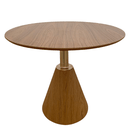 Ver imagem 1 de Mesa de Jantar Cone Velt Redonda 100 Cm Tampo Freijó Base Freijó C/ Eixo Dourado Tampo Freijó Base F