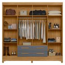 Ver imagem 3 de Guarda Roupa Casal Flórida 8 Portas e 4 Gavetas Freijó/cinza com Espelho - Moval
