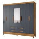 Ver imagem 1 de Guarda Roupa Casal Flórida 8 Portas e 4 Gavetas Freijó/cinza com Espelho - Moval