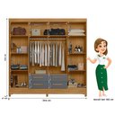 Ver imagem 4 de Guarda Roupa Casal Flórida 8 Portas e 4 Gavetas Freijó/cinza com Espelho - Moval