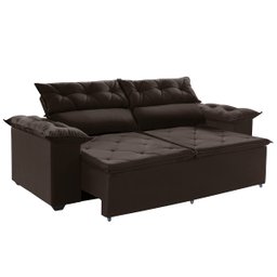 Sofá Compact 150Cm Retrátil, Reclinável com molas Espirais 5 Posições Marrom - 1