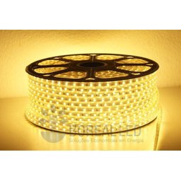 Mangueira Fita LED Chata 5050 5m Branco Quente 6mm 300 LEDS 220V - 3