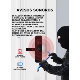 Fechadura Inteligente Digital Eletrônica Biométrica Primebras Com wifi e App - 7