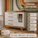 Ver imagem 3 de Kit Berço Uli Cômoda Retrô Infantil Peroba Branco Amêndoa