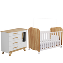 Ver imagem 2 de Kit Berço Uli Cômoda Retrô Infantil Peroba Branco Amêndoa