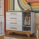 Ver imagem 4 de Kit Berço Uli Cômoda Retrô Infantil Peroba Branco Amêndoa