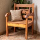 Ver imagem 5 de Poltrona Banco 1 Lugar Madeira Maciça Verniz Marítimo Varanda Jardim Resistente Sol Chuva