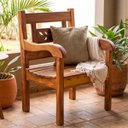 Ver imagem 3 de Poltrona Banco 1 Lugar Madeira Maciça Verniz Marítimo Varanda Jardim Resistente Sol Chuva