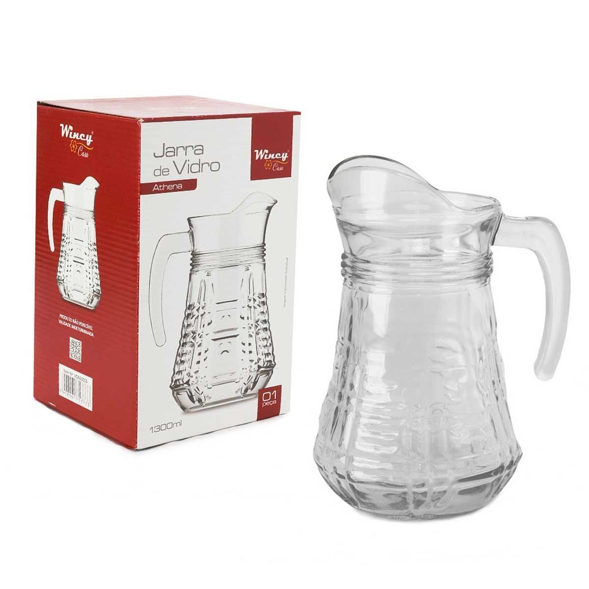 Jarra de Vidro Wincy Casa 1300 Ml Athena Cor Transparente
