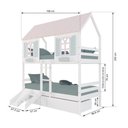 Ver imagem 3 de Beliche Casinha Bela com 2 Gavetas Kit Escada/escorregador - Madeira Maciça Branco/rosa/verde |