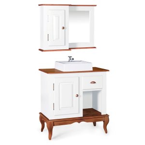 Gabinete para Banheiro com Cuba e Armário Espelheira Dália 3064