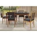 Ver imagem 1 de Mesa Cozinha Mira Premium Madeira Maciça C/ Tampo Madeirado C/ Vidro 160x90cm e 6 Cadeiras Lara