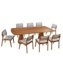 Ver imagem 1 de Mesa de Jantar Noronha 220cm Madeira Tampo Barril 8 Cadeiras Eva Luna / Imbuia Nat.